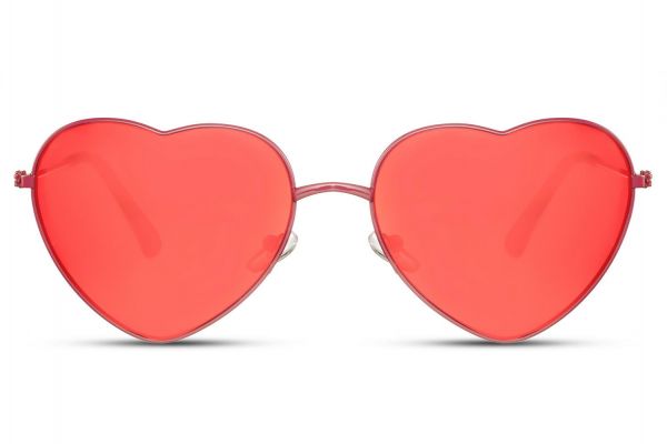 Lunettes forme de coeur vintage rouge – Image 2