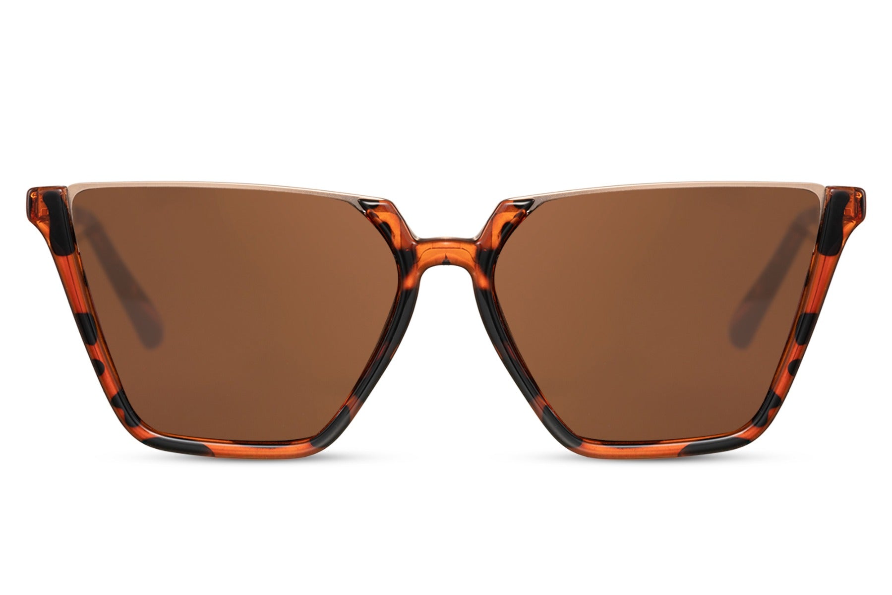Lunettes Cat Eye solaires avec monture demi-cerclée marron – Image 2