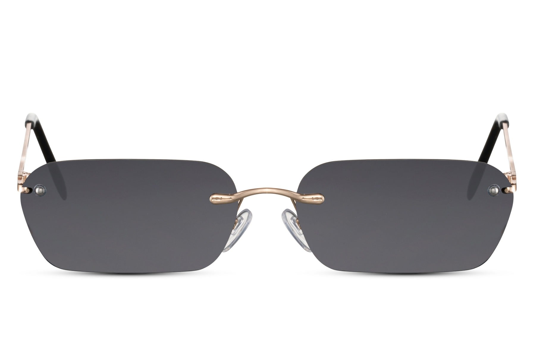 Lunettes de soleil rétro pas cher|Lunettes vintage claires rectangulaires et sans monture – Image 2