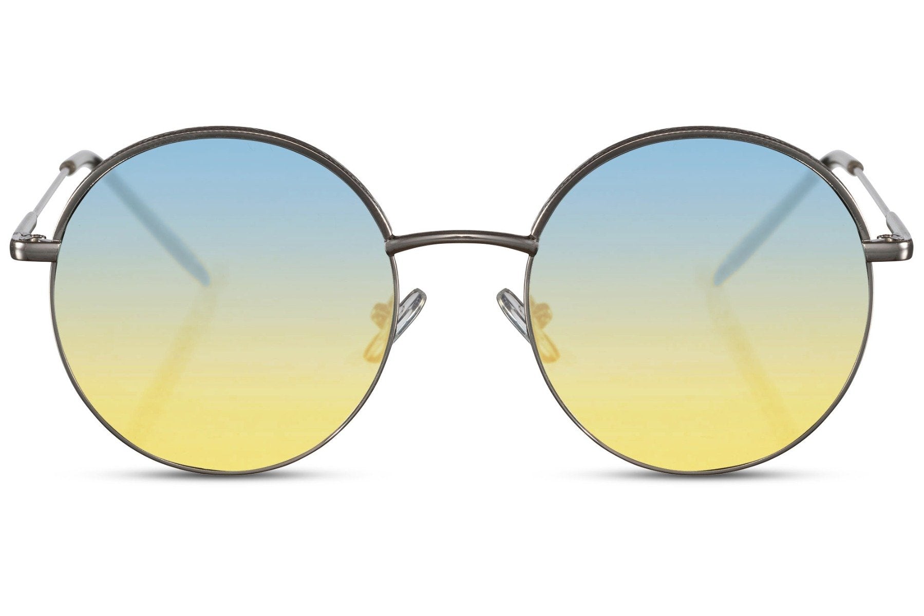 Lunettes de soleil rétro pas cher|Lunettes vintage claires bleues et jaunes – Image 2