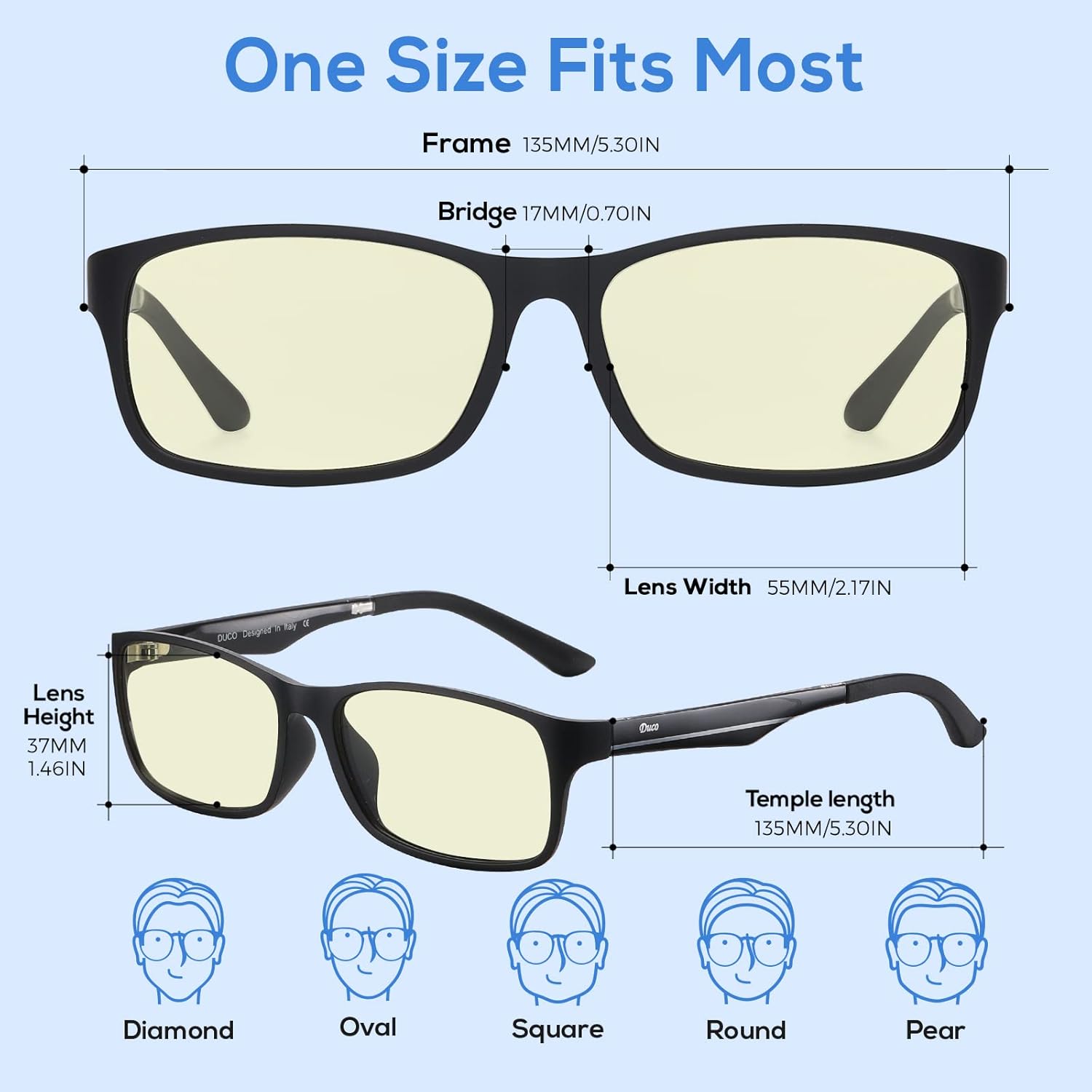 Lunettes anti lumière bleue DUCO pour gaming, antireflet et anti-scintillement – Image 3