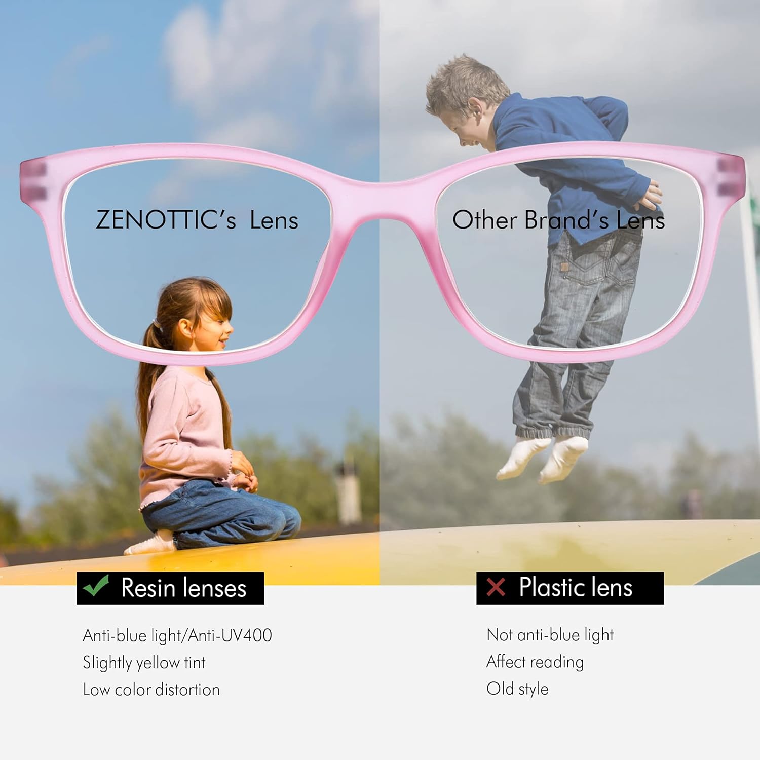 Lunettes anti lumière bleue ZENOTTIC classiques ultra-légères avec protection pour enfants – Image 6