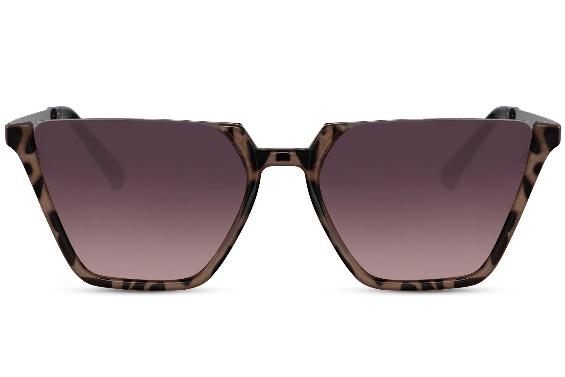 Lunettes Cat Eye solaires monture demi-cadre motif léopard – Image 2