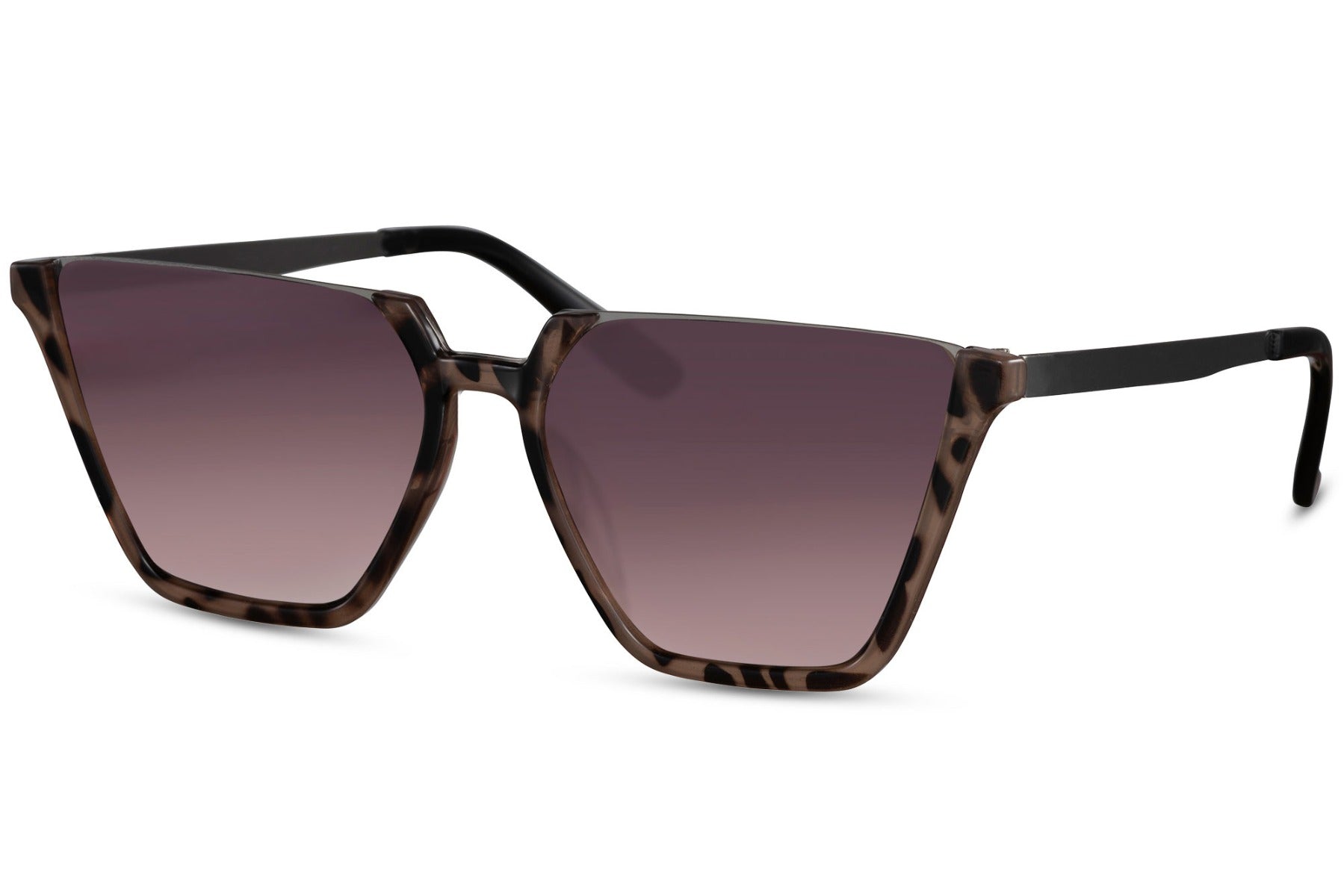Lunettes Cat Eye solaires monture demi-cadre motif léopard