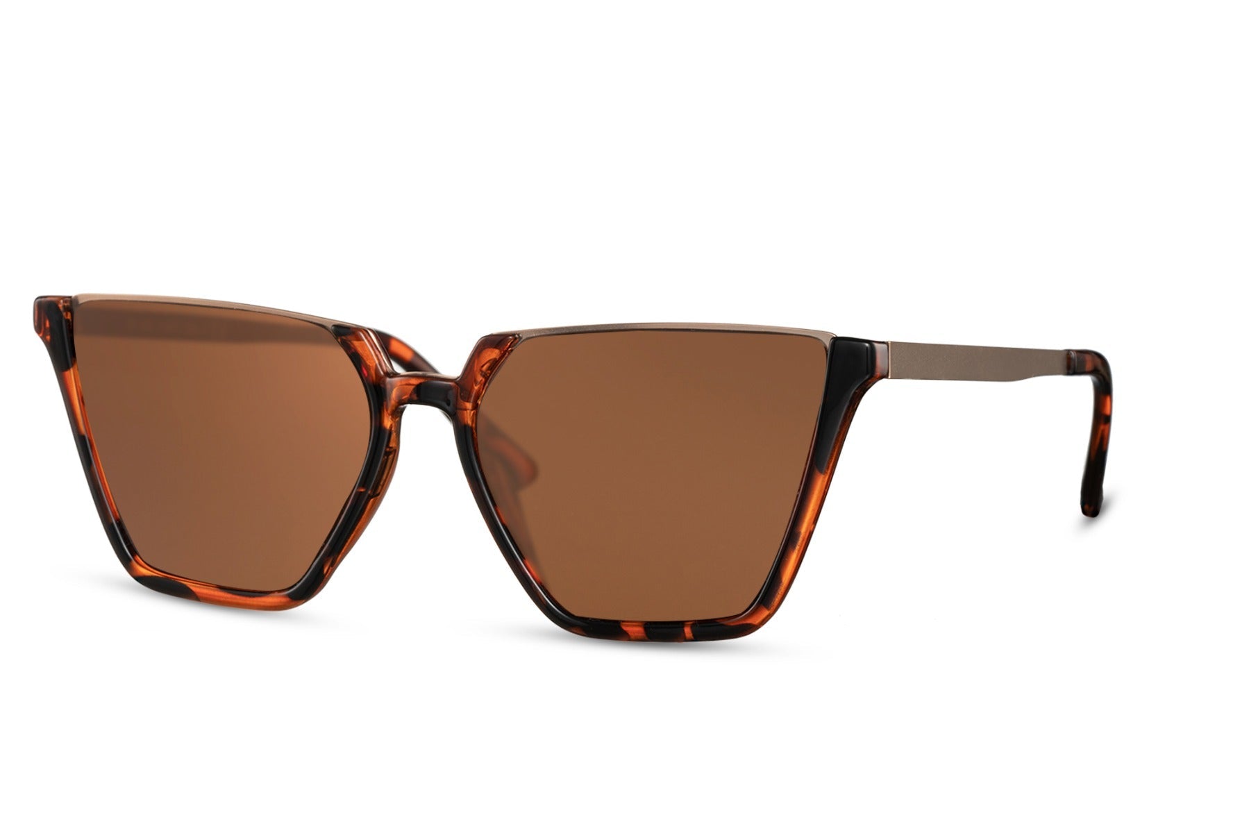 Lunettes Cat Eye solaires avec monture demi-cerclée marron