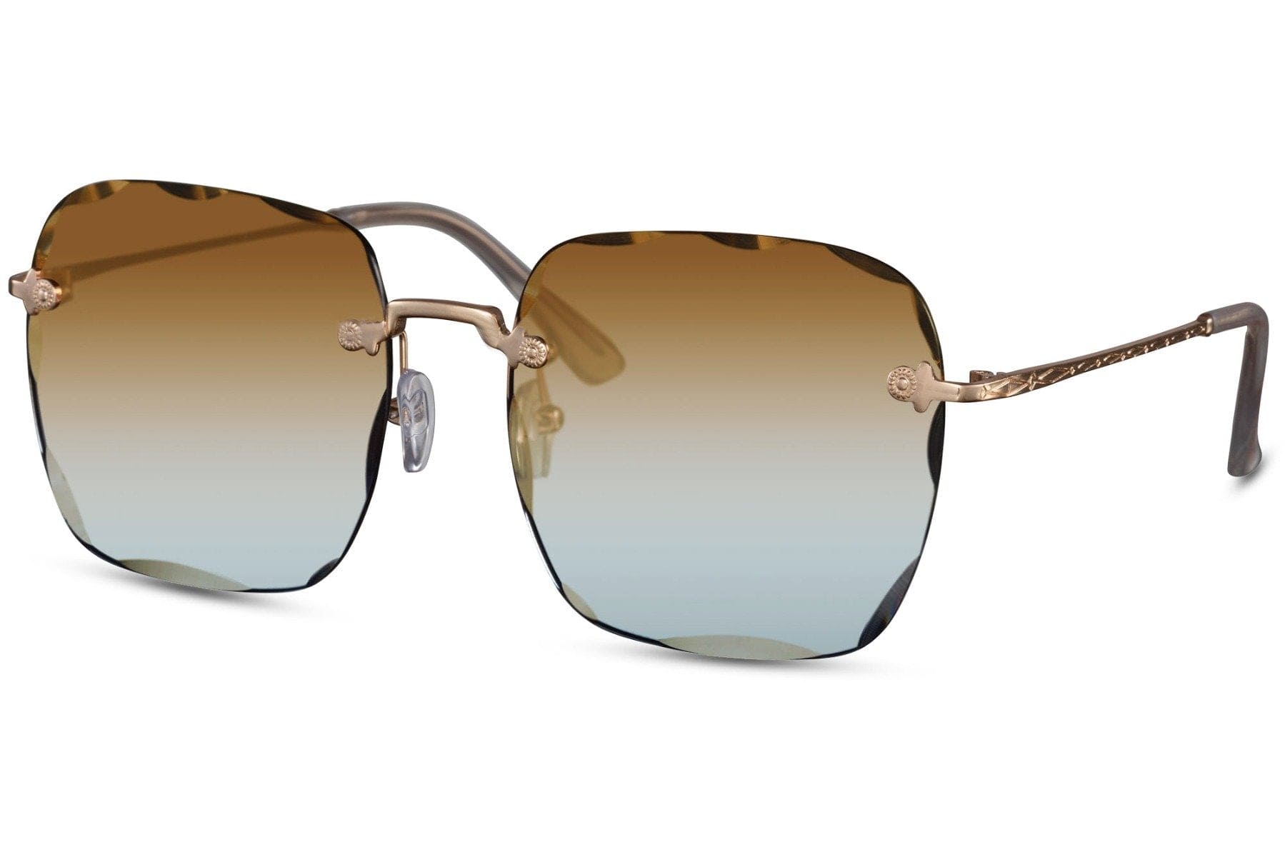 Lunettes de soleil rétro pas cher forme carrée bleues et marron