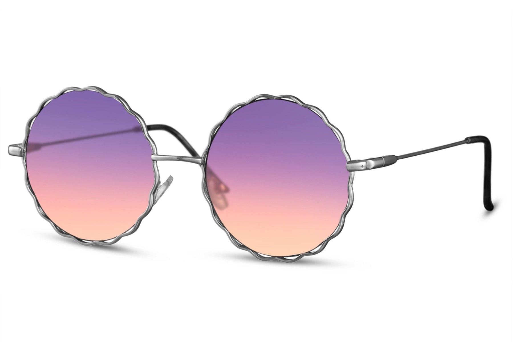 Lunettes rondes solaires violettes et oranges